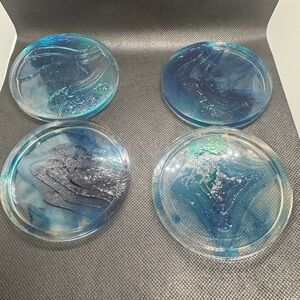 Artistic Handmade Blue and Clear Resin Coasters